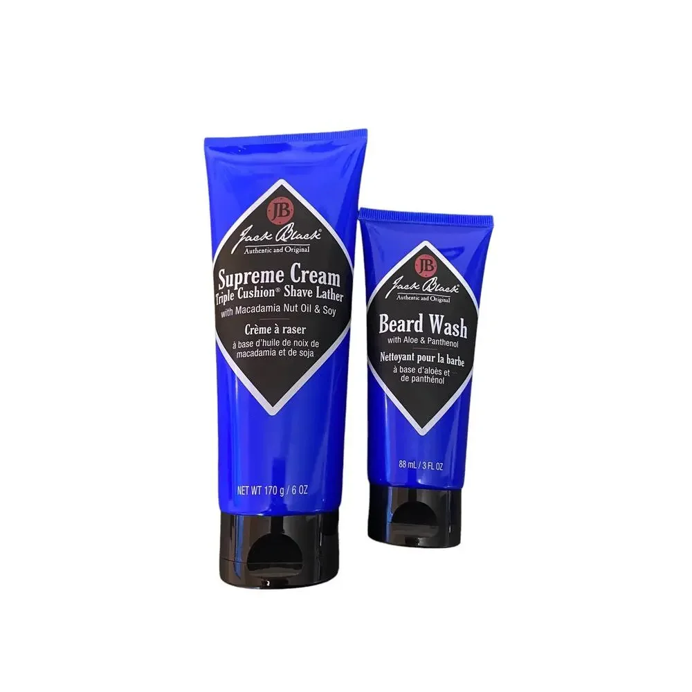 Jack Black Supreme Cream Triple Cushion Shave Lather, 6 oz and Beard Wash 3 oz.